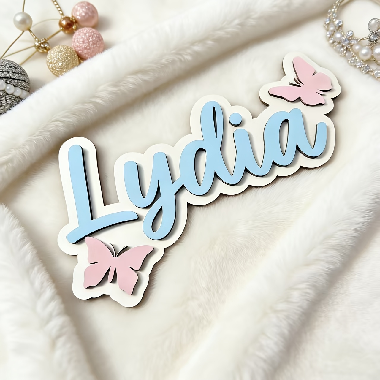 Eve Party - Personalized Blue & Pink Butterfly Name
