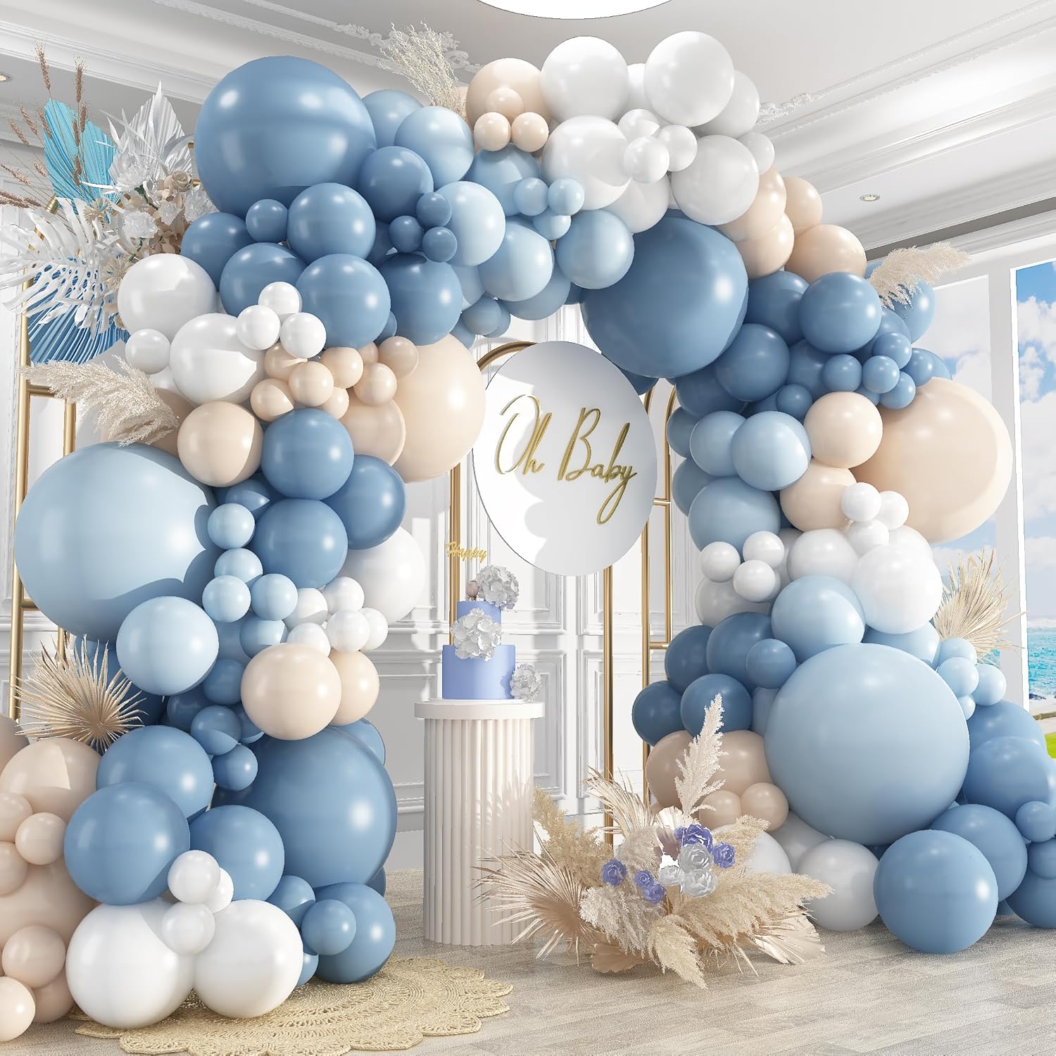 Balloon Arch Kit - Dusty Blue Sand White Latex Balloons