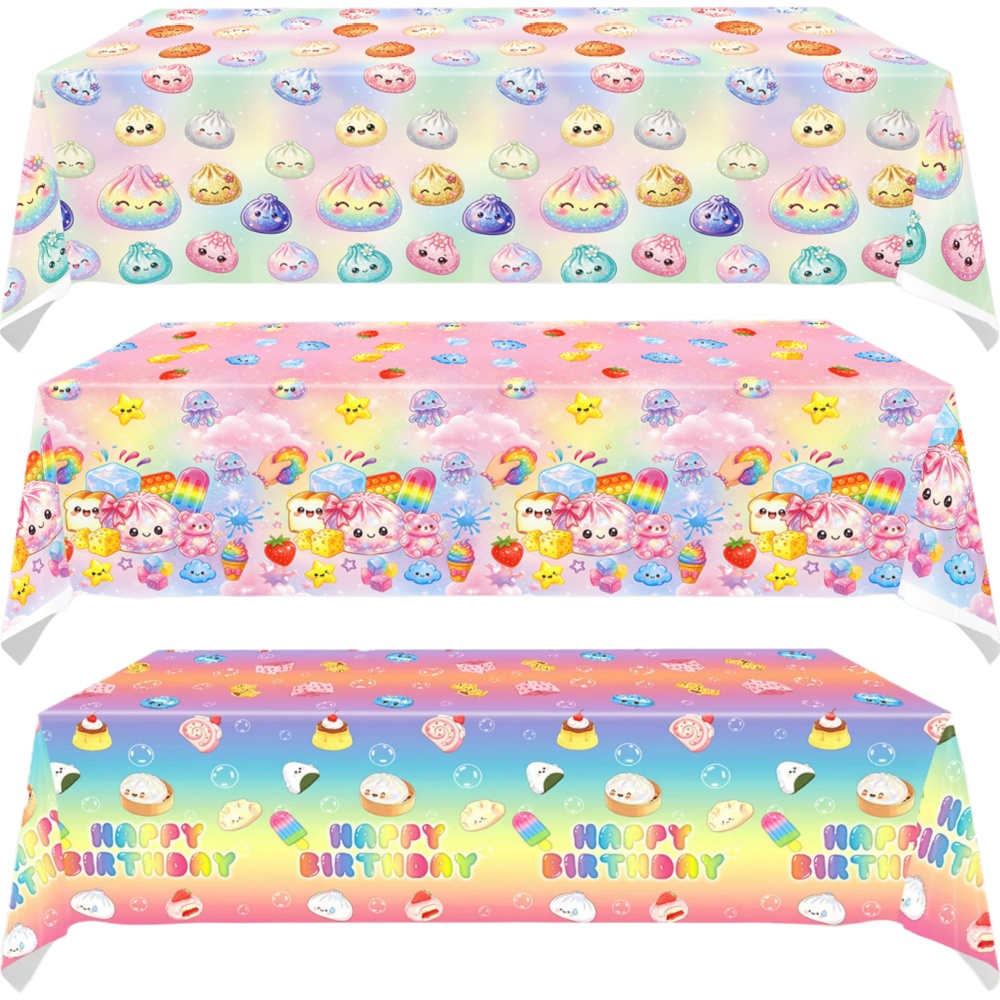Table Cloth Disposable - 137x274cm Disposable Squishy Dumpling Tablecloth Birthday