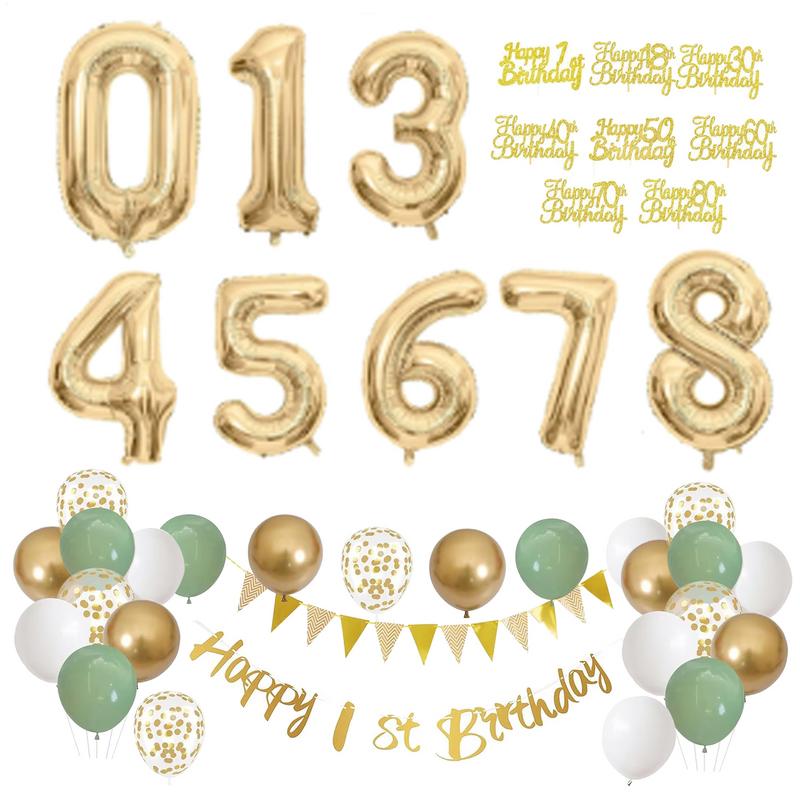 28 Pcs Birthday Decoration Set - Party Banner Gold ulasan dan harga