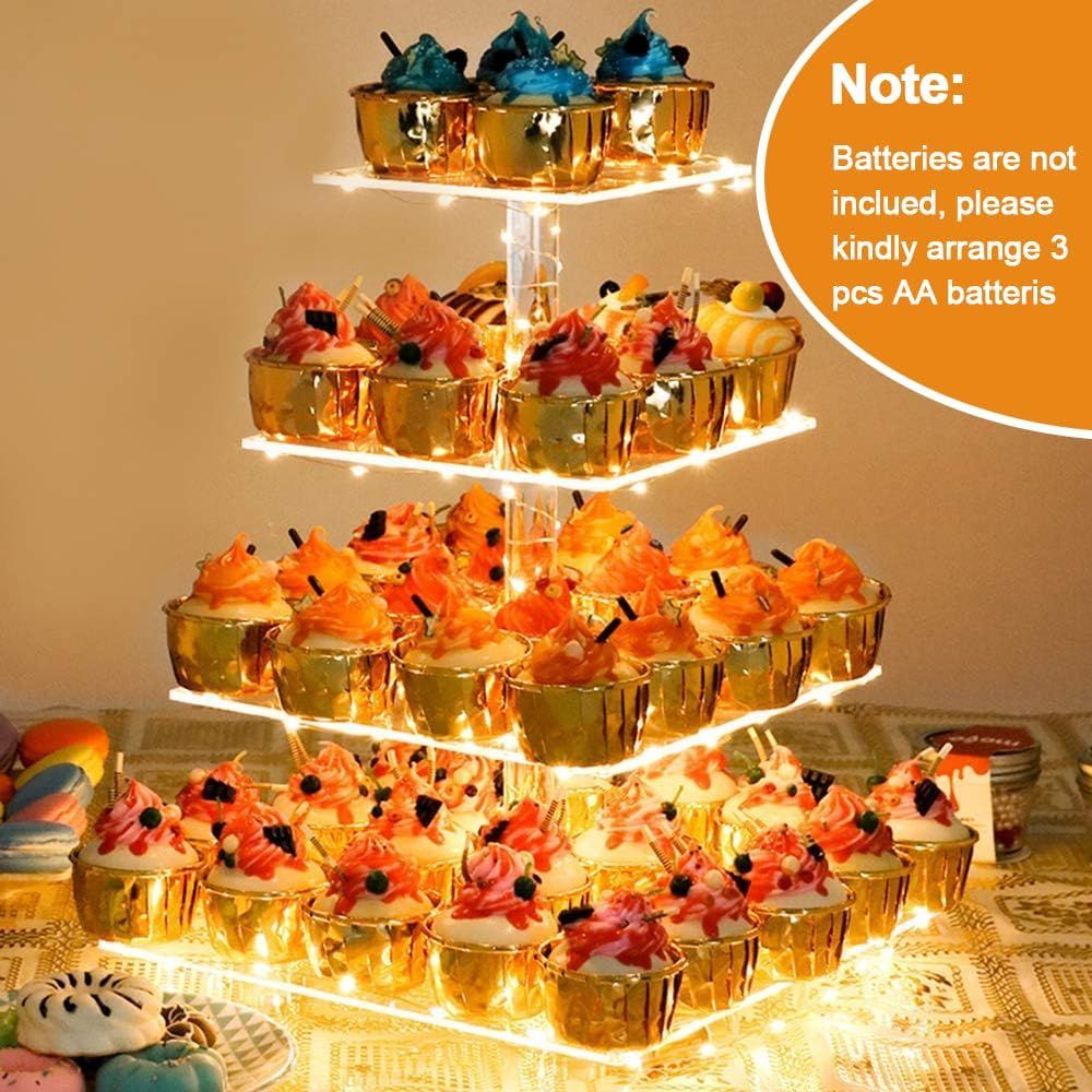 Cupcake Stand with Yellow LED  - Cupcake Stand Tier ulasan dan harga