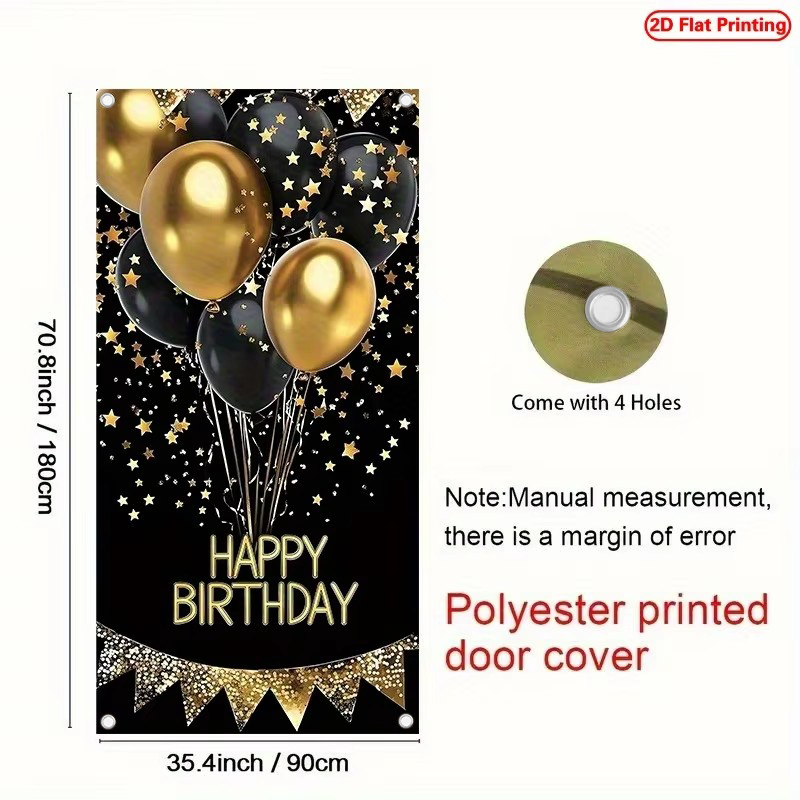 2D Door Banner, 1 Elegant Blac - Party Banner Gold ulasan dan harga