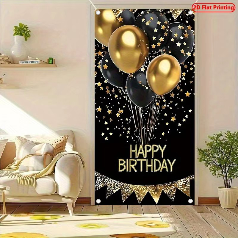 2D Door Banner, 1 Elegant Blac - Party Banner Gold ulasan dan harga