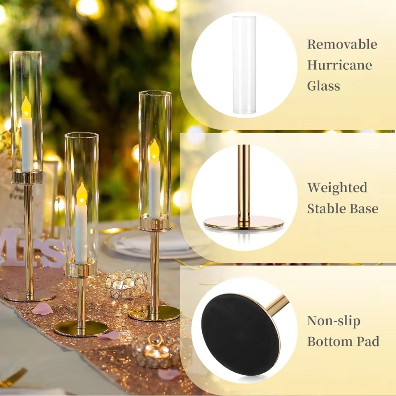 Gold Hurricane Candle Holders  - Centerpiece Stick ulasan dan harga